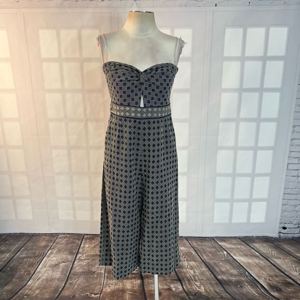 Elevenses sweetheart strapless peak a boo waist cropped jumpsuit size 8